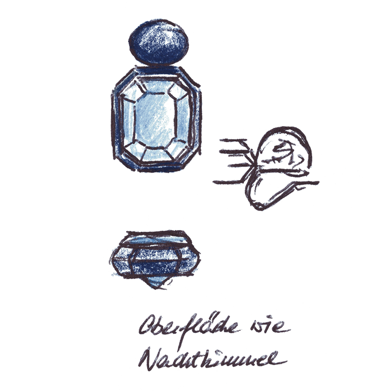 Earrings with aquamarines as a drawing