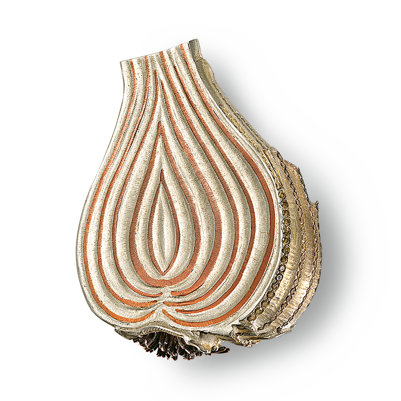 Onion brooch with diamonds