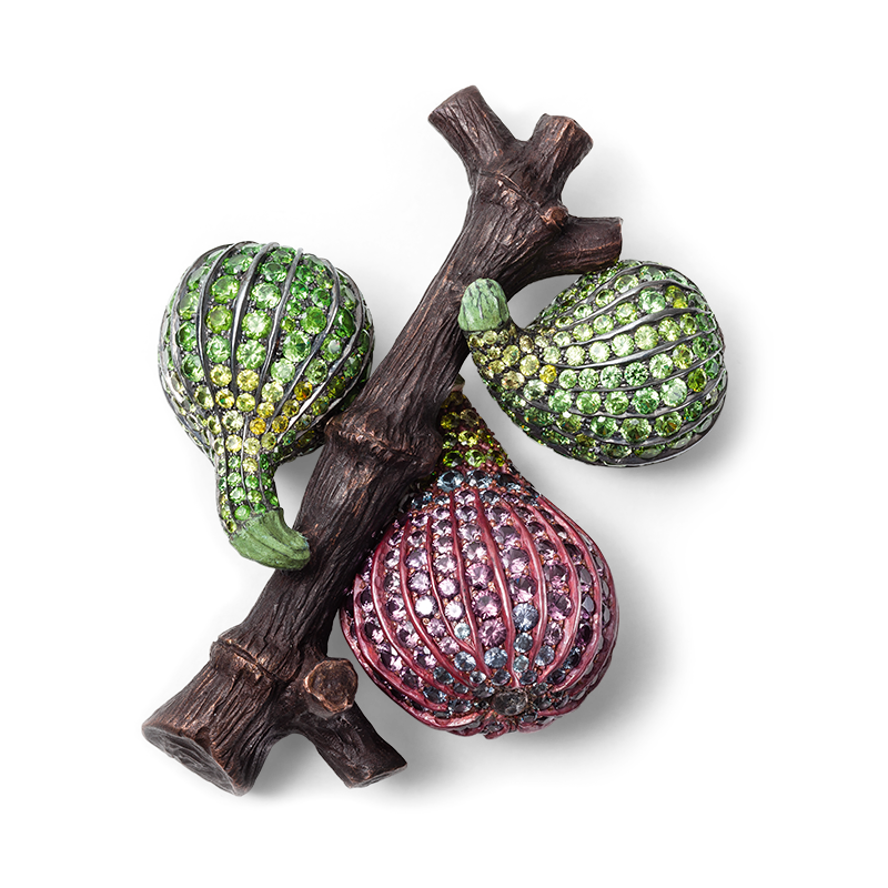 Hemmerle brooch in the shape of a fig branch