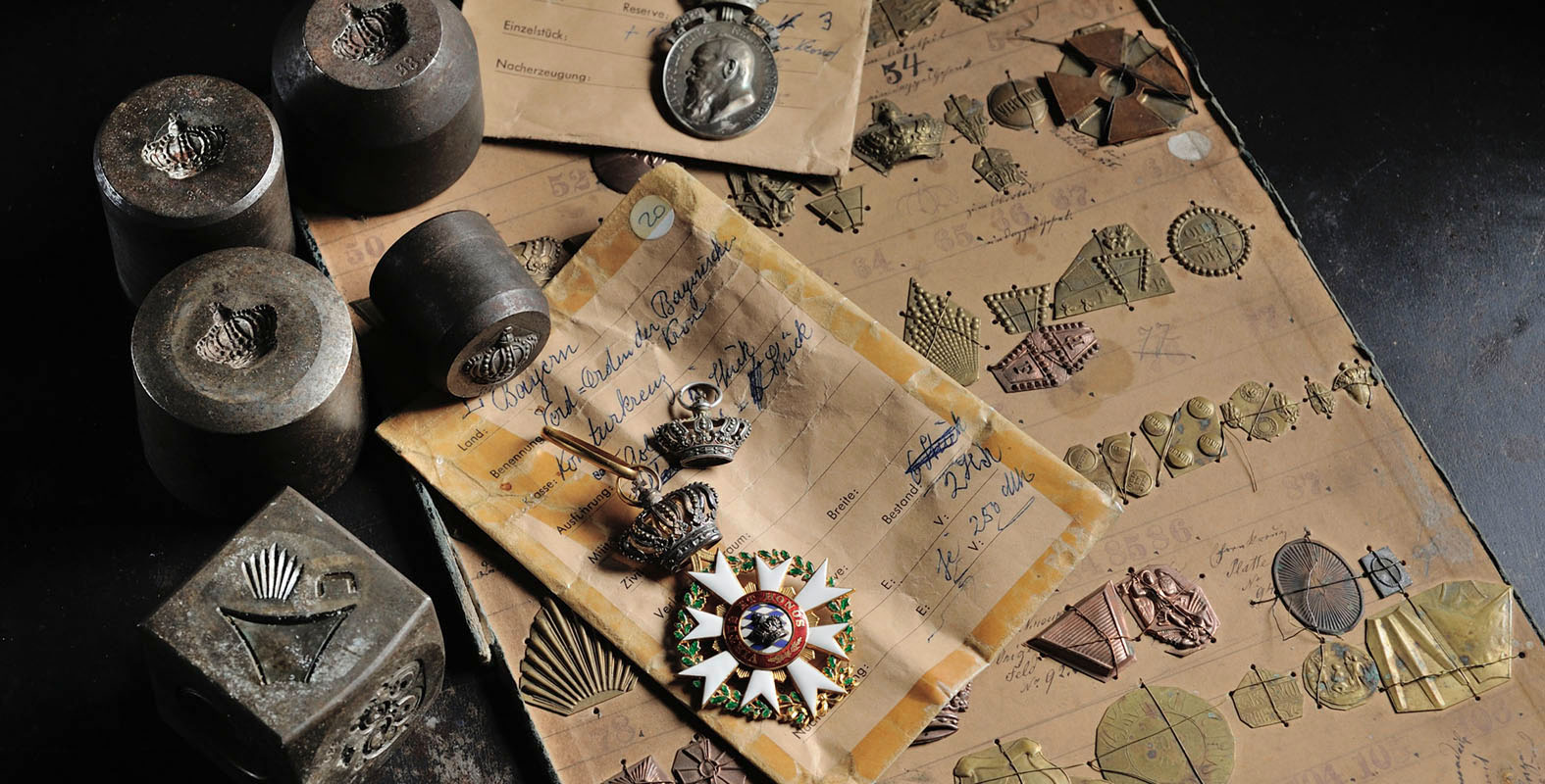 Image of old embossing stamps and samples