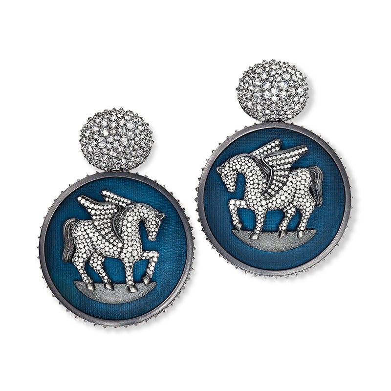 Pegasus earrings by Hemmerle symbol of art