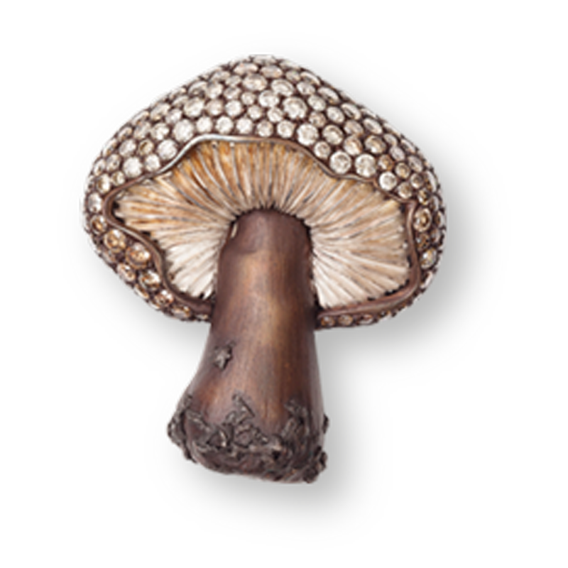 mushroom brooch with diamonds