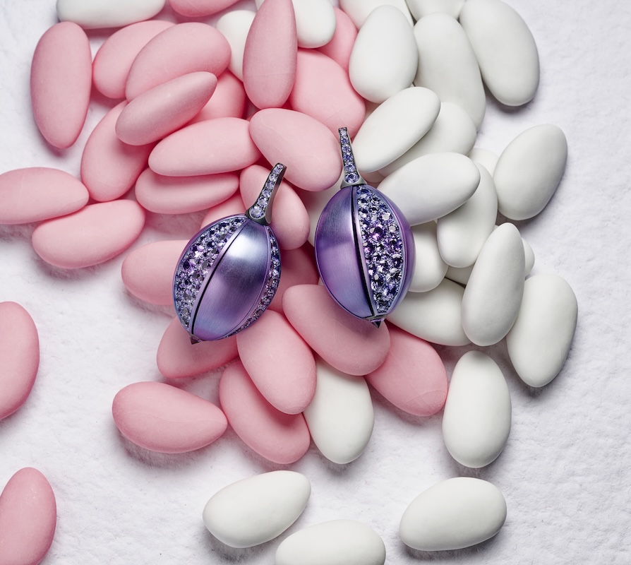 Hemmerle earrings, tourmalines, aluminium, white gold