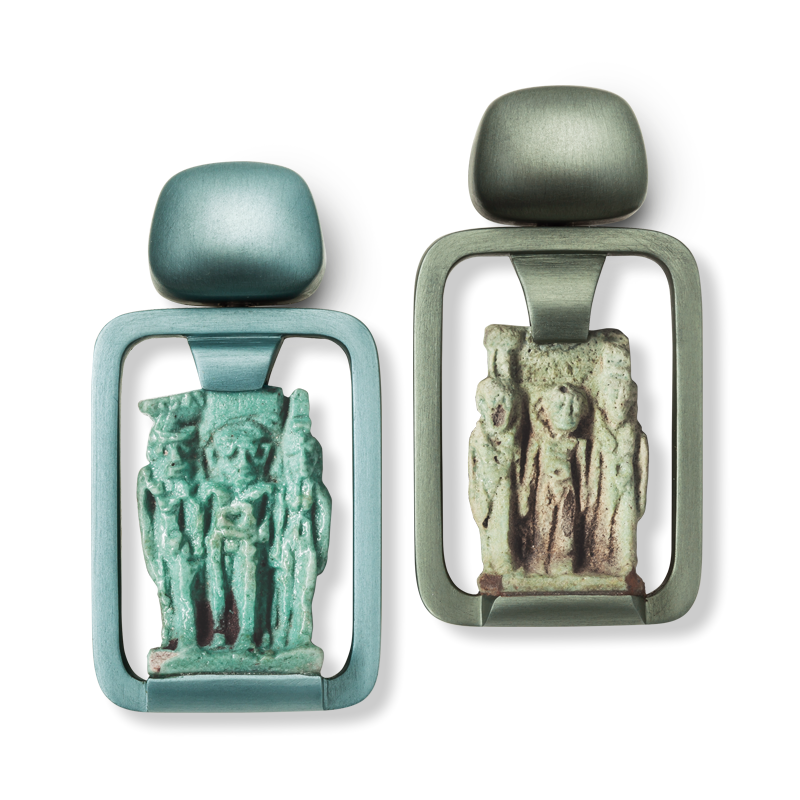 Hemmerle earrings with Egyptian amulets