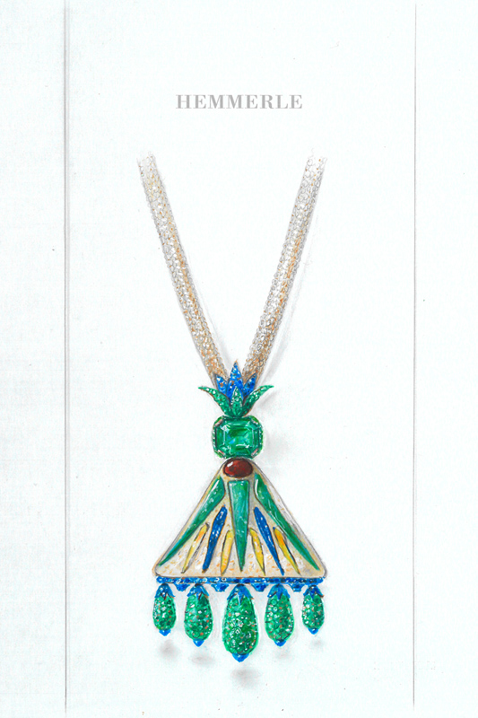 The Armana necklace with antic faiences and emeralds